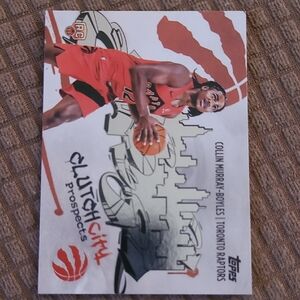 Topps Red & White Toronto Raptors Clutch City Prospect Card Collin Murray Boyles